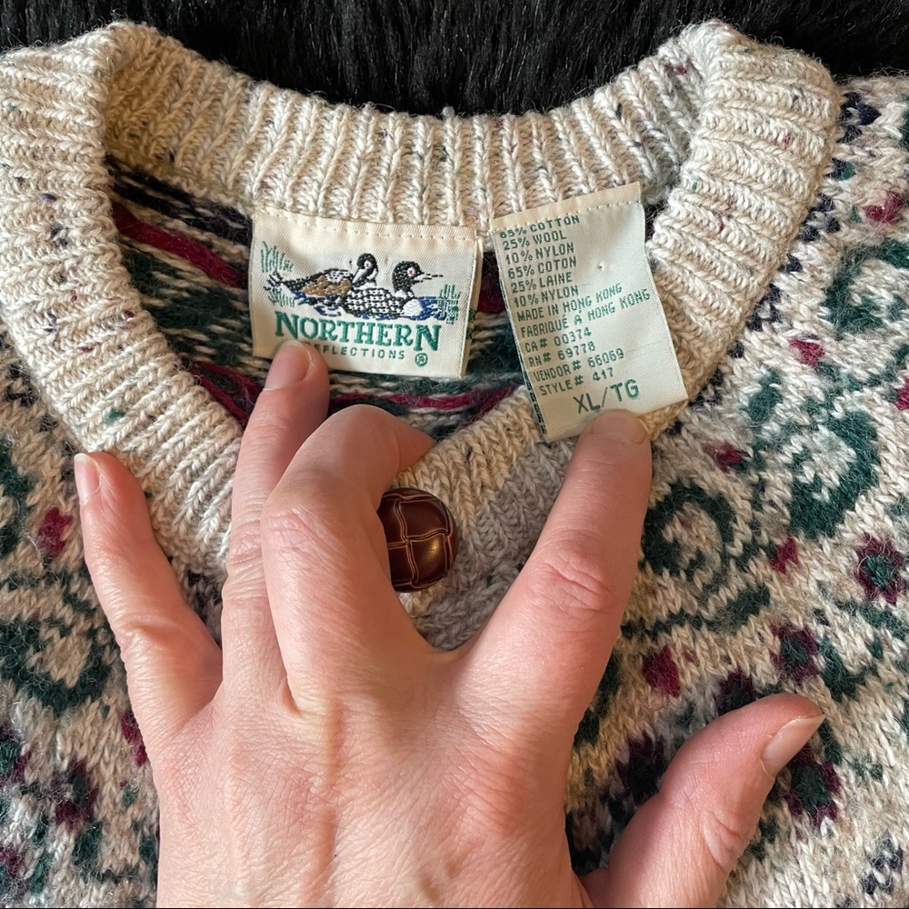 90s Y2K granny chic cottage core Northern Reflections fair isle cardigan Pansy - Picture 10 of 14